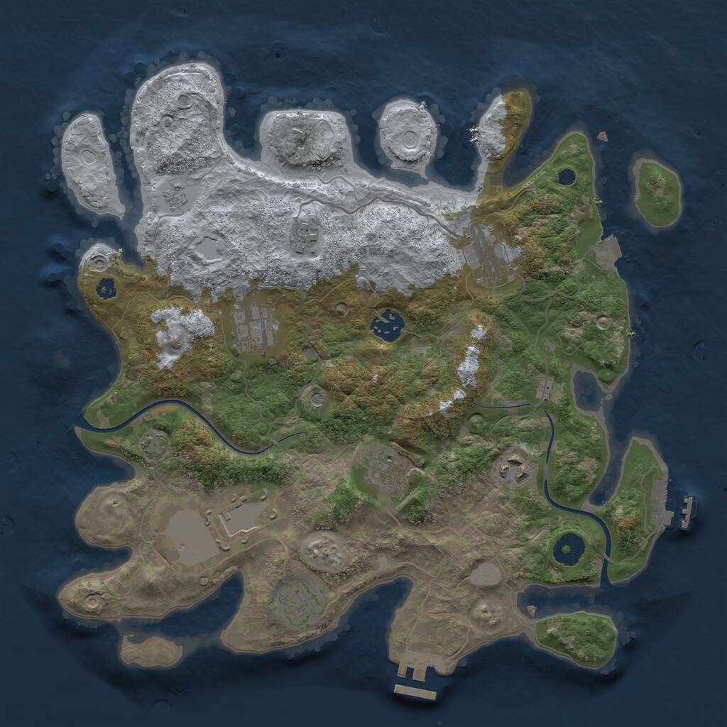 Rust Map: Procedural Map, Size: 3500, Seed: 659770916, 14 Monuments