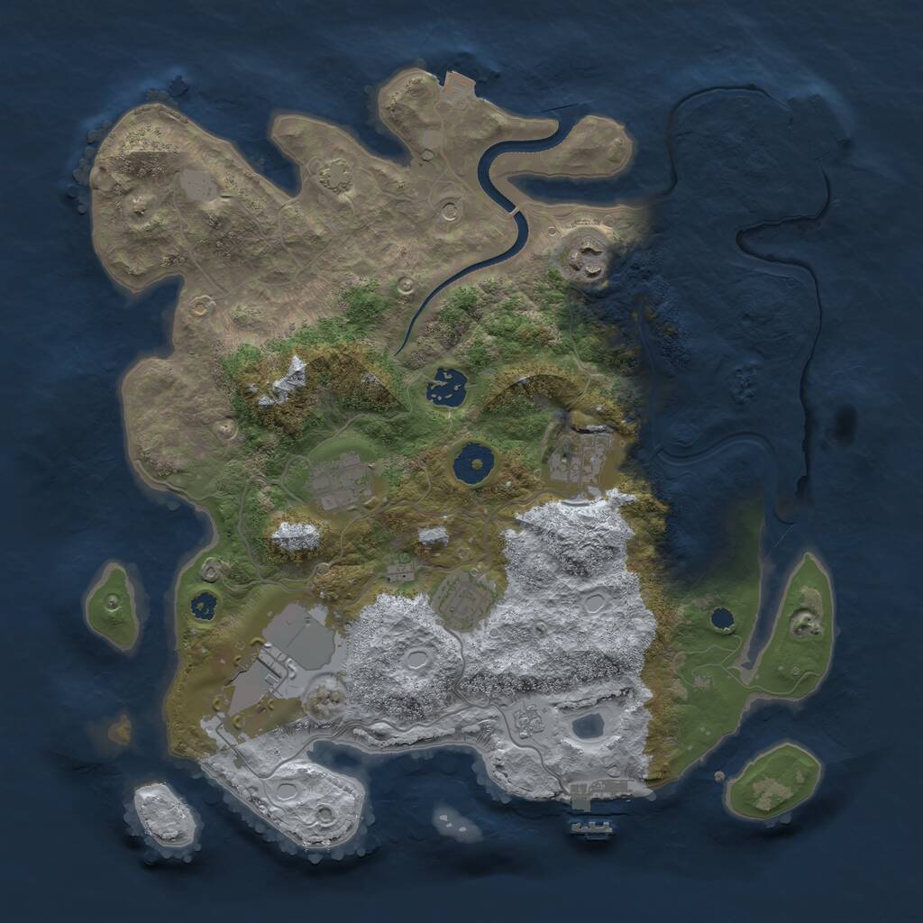 Rust Map: Procedural Map, Size: 3500, Seed: 1119391725, 12 Monuments