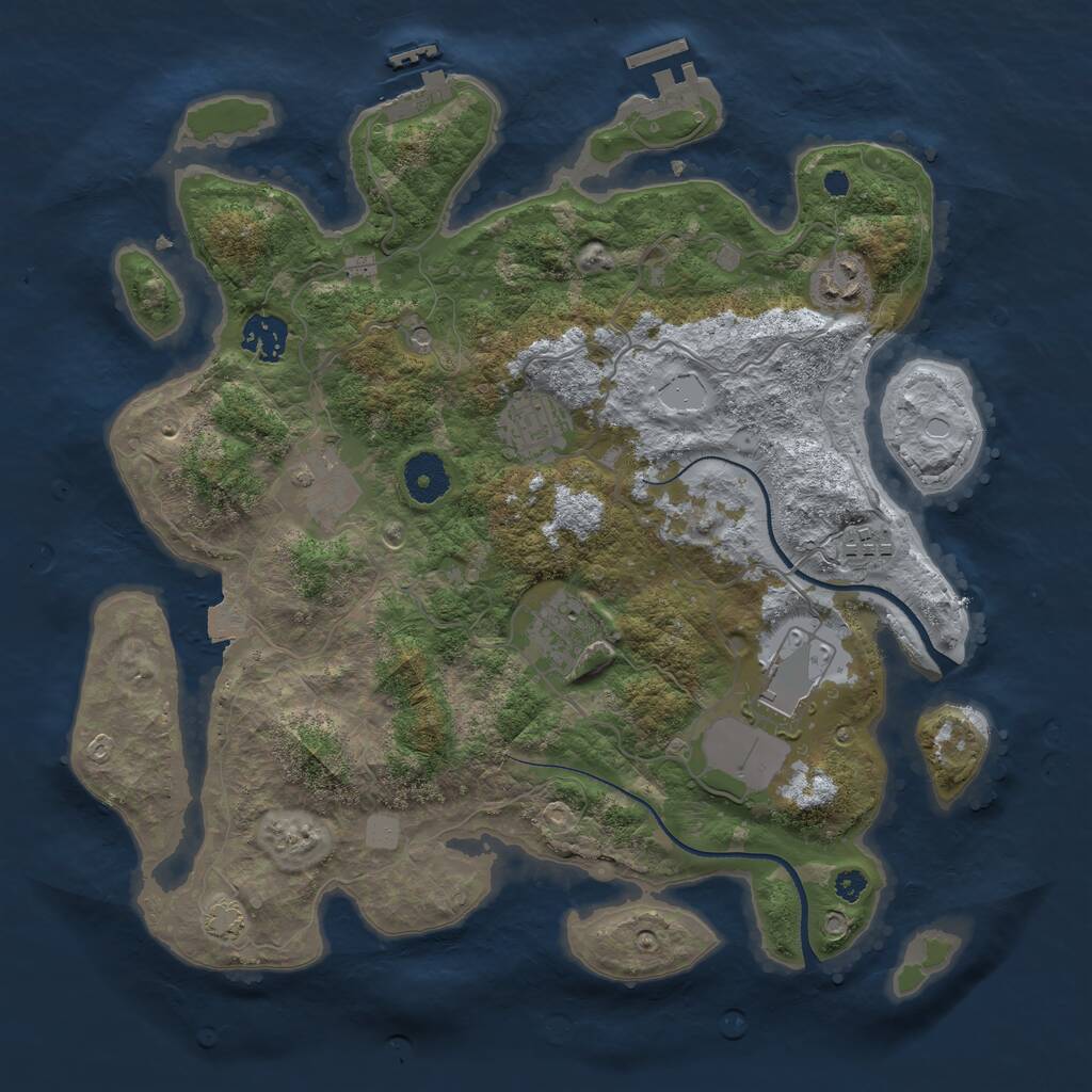 Rust Map: Procedural Map, Size: 3500, Seed: 1760748080, 12 Monuments
