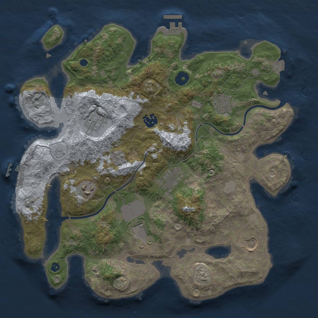 Rust Map: Procedural Map, Size: 3500, Seed: 51368333, 14 Monuments