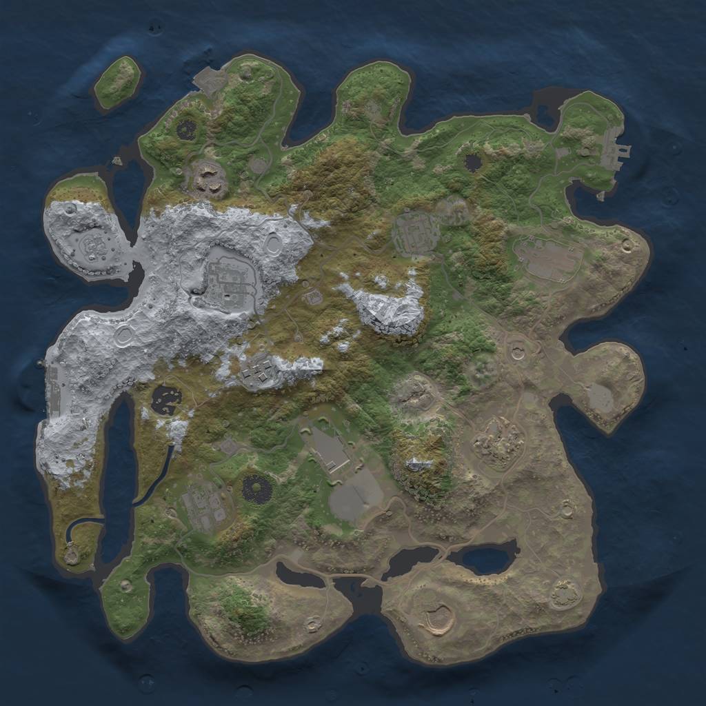 Rust Map: Procedural Map, Size: 3500, Seed: 51368333, 18 Monuments