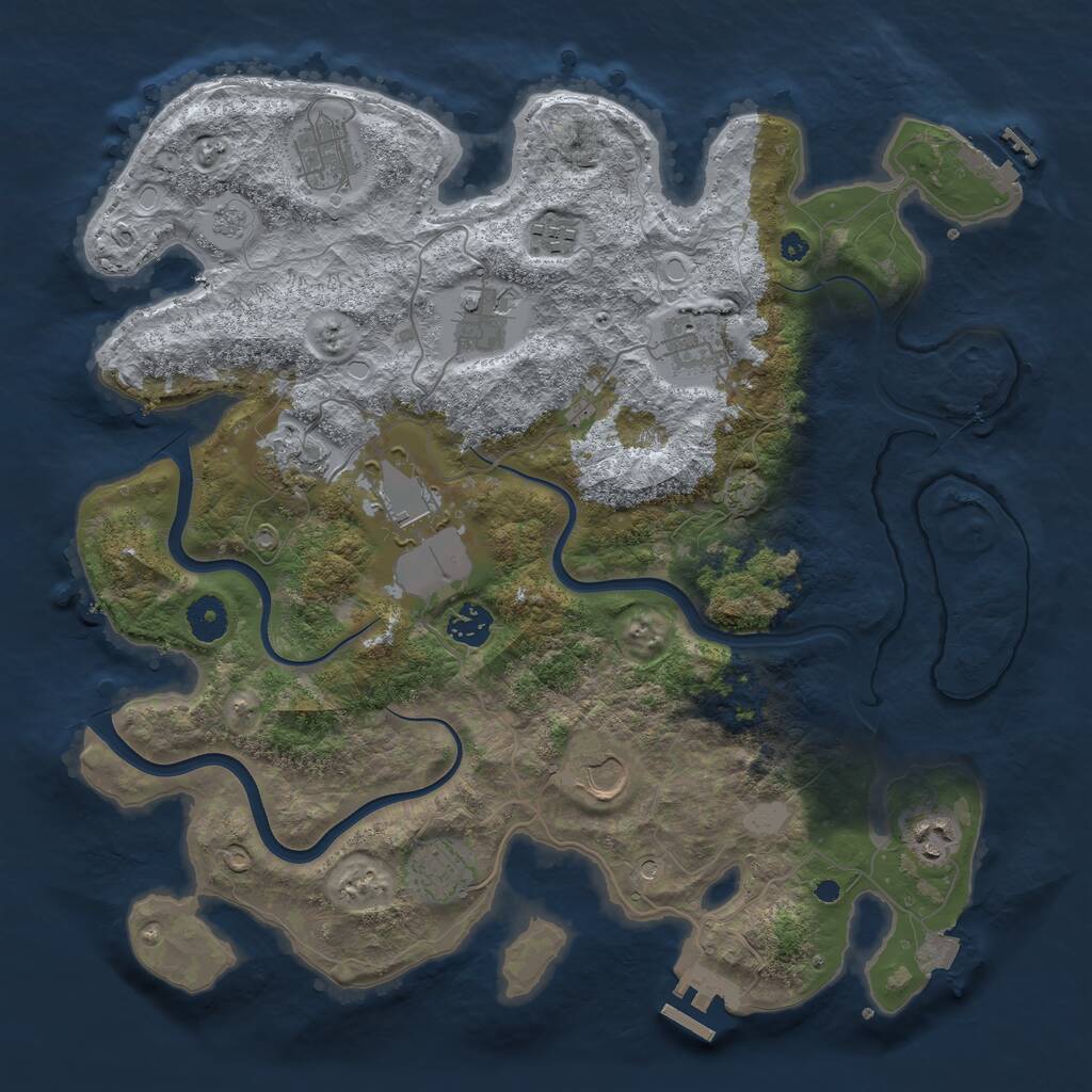 Rust Map: Procedural Map, Size: 3800, Seed: 3527486, 16 Monuments
