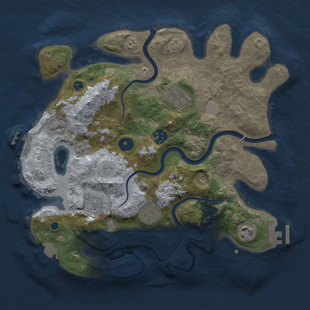 Rust Map: Procedural Map, Size: 3250, Seed: 595618180, 12 Monuments