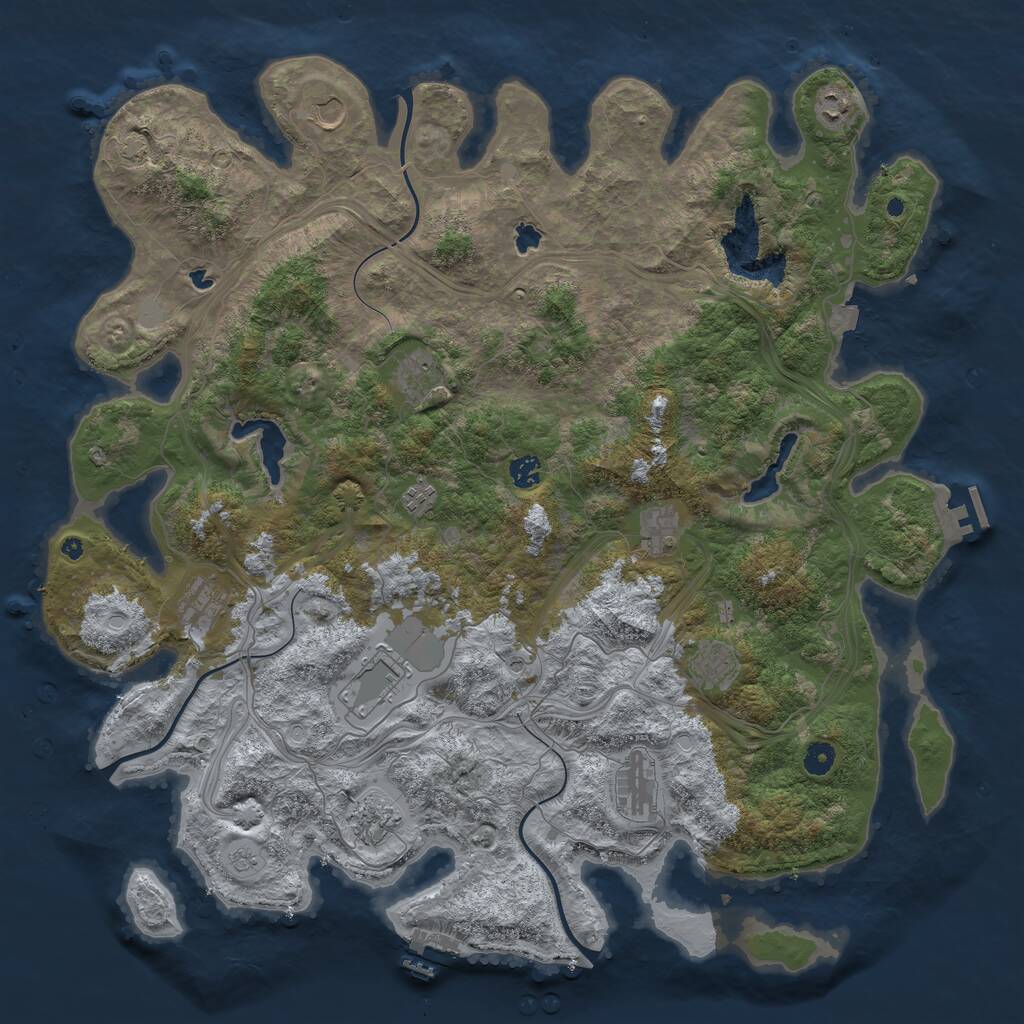 Rust Map: Procedural Map, Size: 4750, Seed: 90413361, 17 Monuments