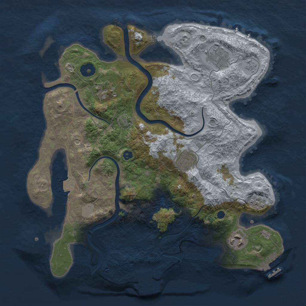 Rust Map: Procedural Map, Size: 3200, Seed: 947, 11 Monuments