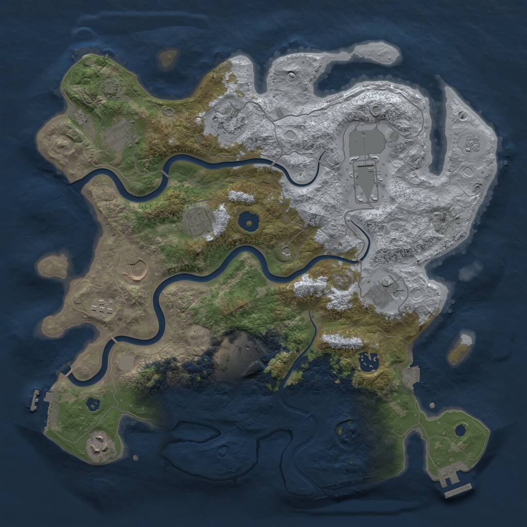 Rust Map: Procedural Map, Size: 3800, Seed: 64374027, 16 Monuments