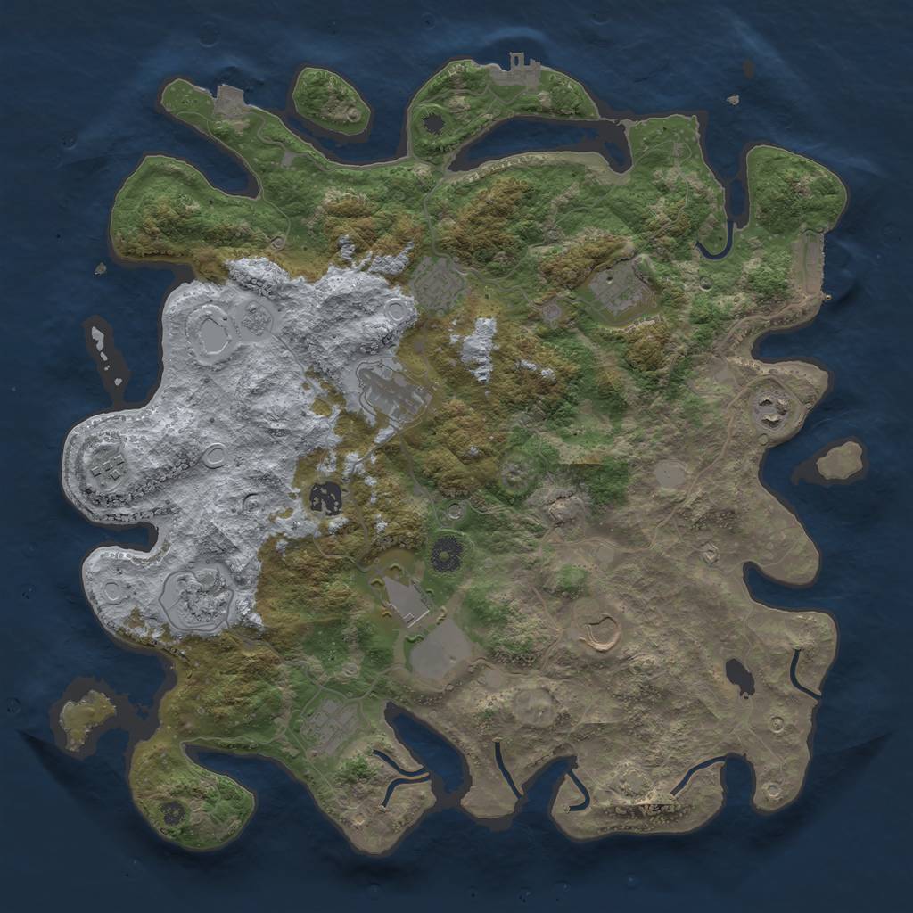 Rust Map: Procedural Map, Size: 3950, Seed: 24160885, 18 Monuments
