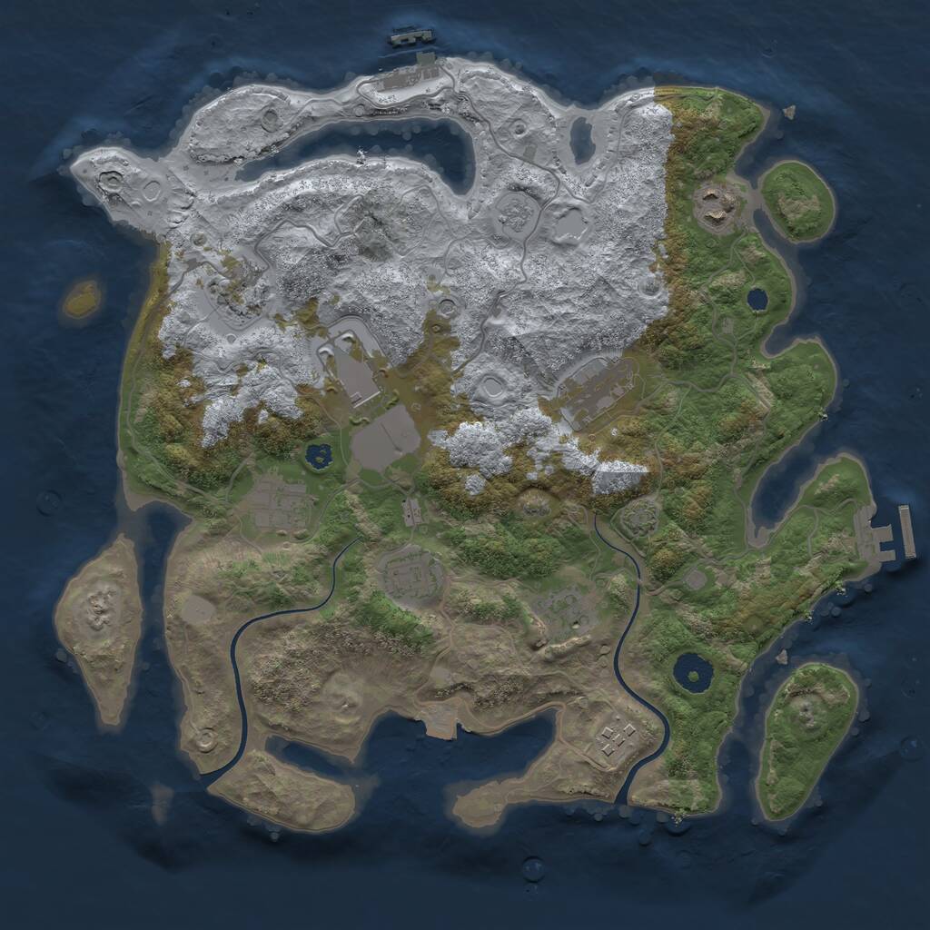 Rust Map: Procedural Map, Size: 3550, Seed: 66160109, 14 Monuments
