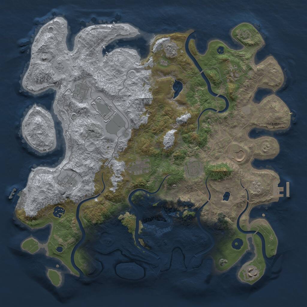 Rust Map: Procedural Map, Size: 4100, Seed: 6916377, 16 Monuments