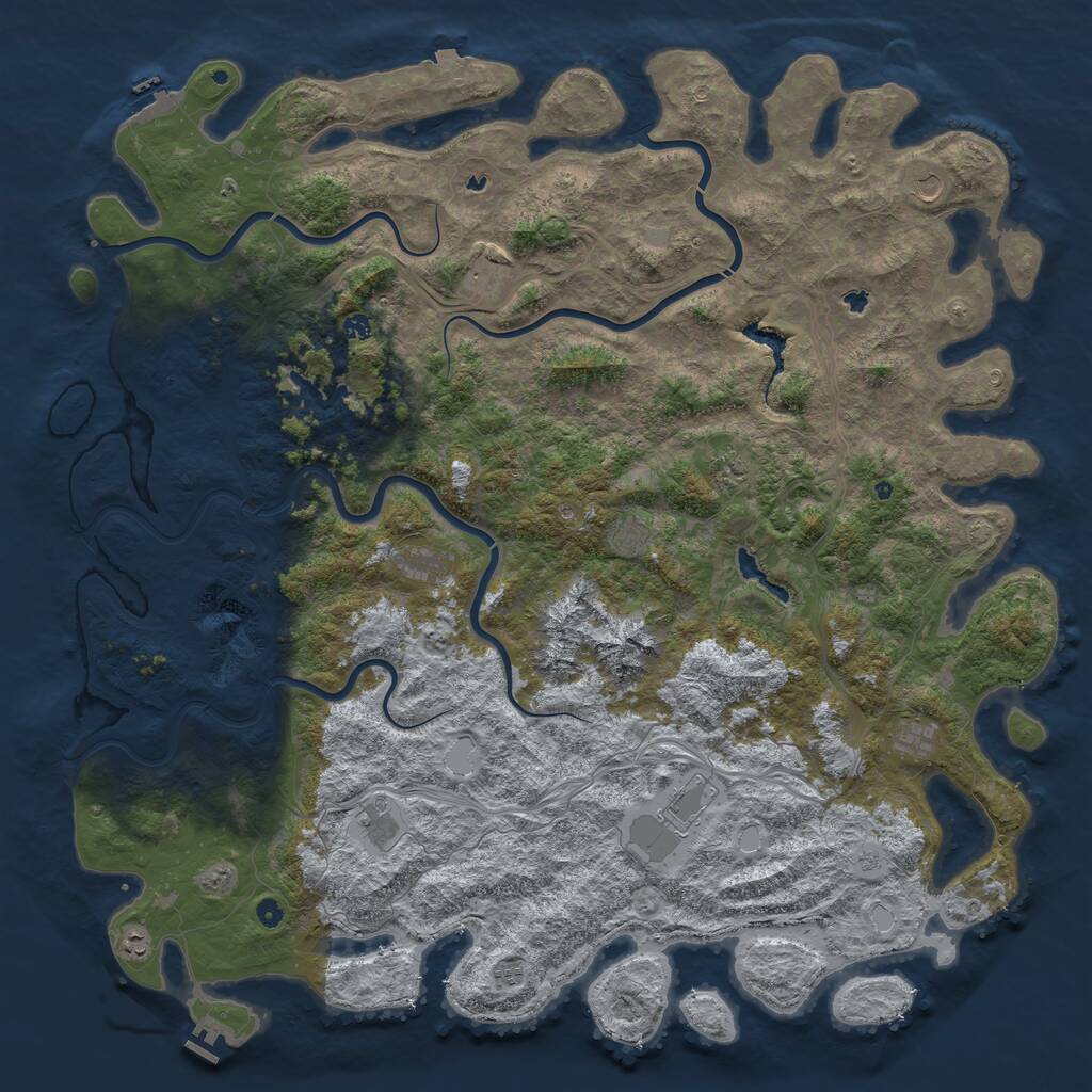Rust Map: Procedural Map, Size: 6000, Seed: 338675432, 17 Monuments