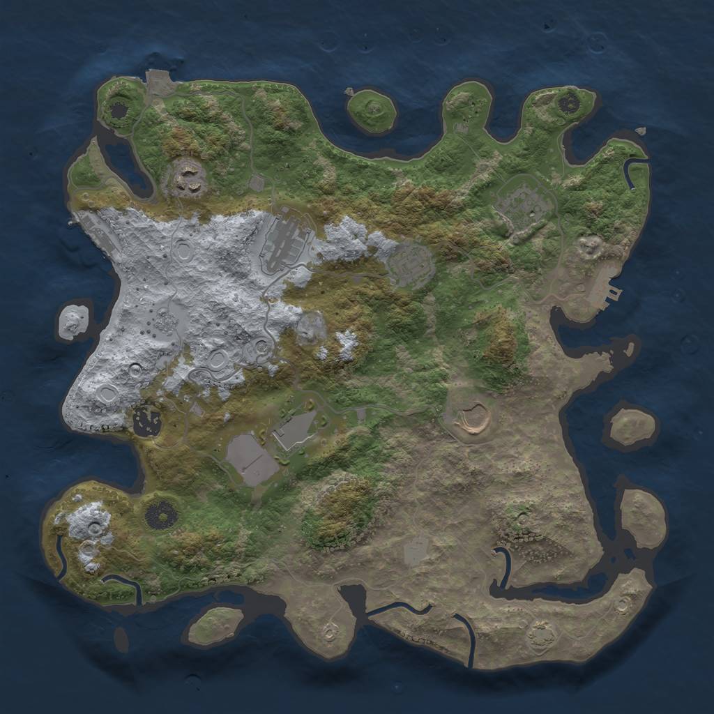 Rust Map: Procedural Map, Size: 3550, Seed: 648245, 15 Monuments