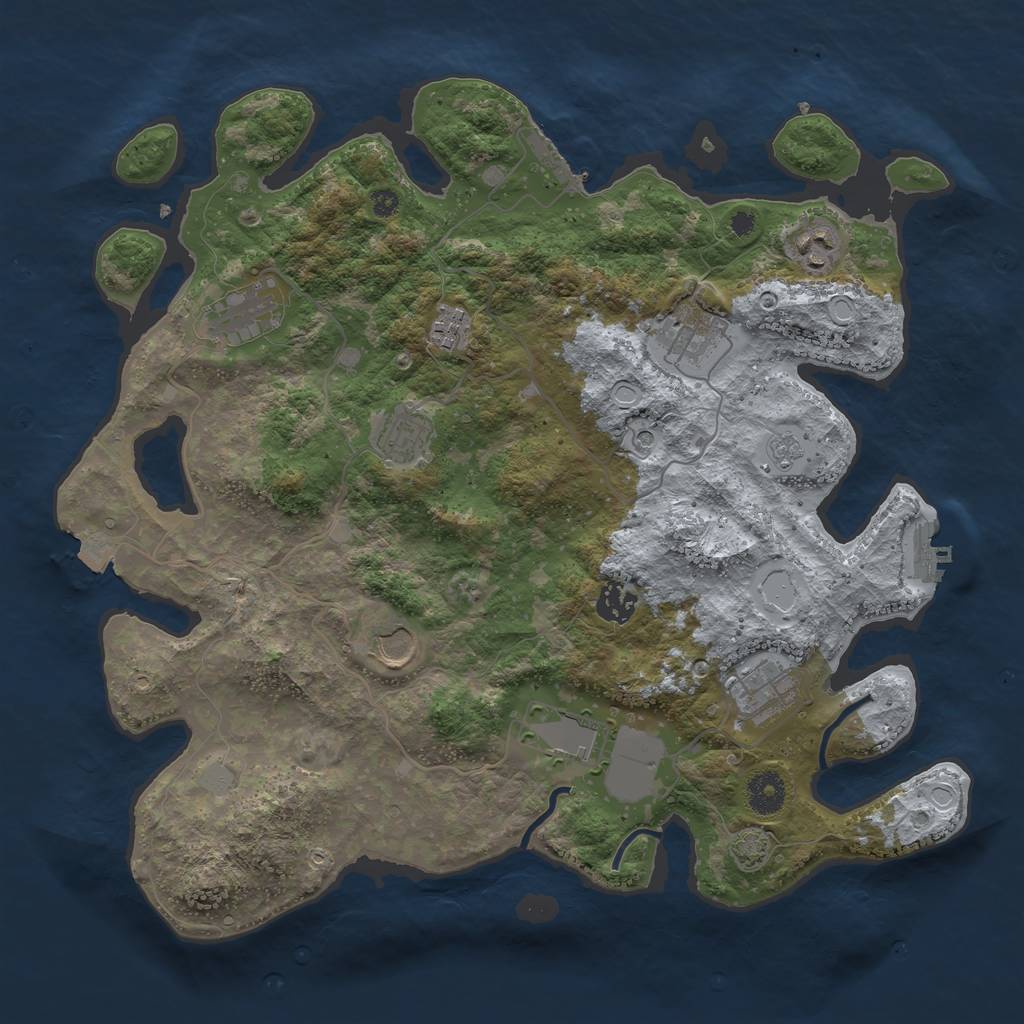 Rust Map: Procedural Map, Size: 3750, Seed: 53069574, 17 Monuments