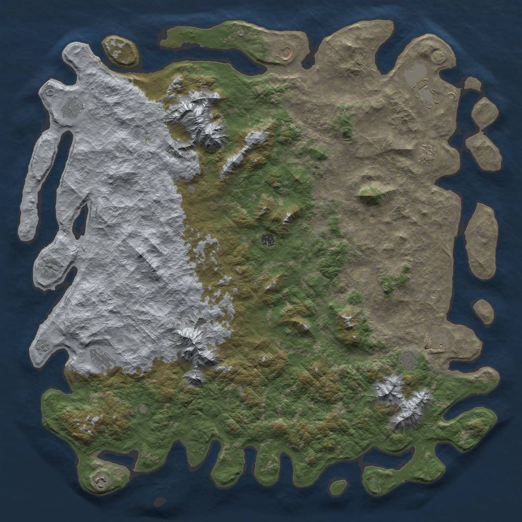 Rust Map: Barren, Size: 6000, Seed: 625884220, 14 Monuments