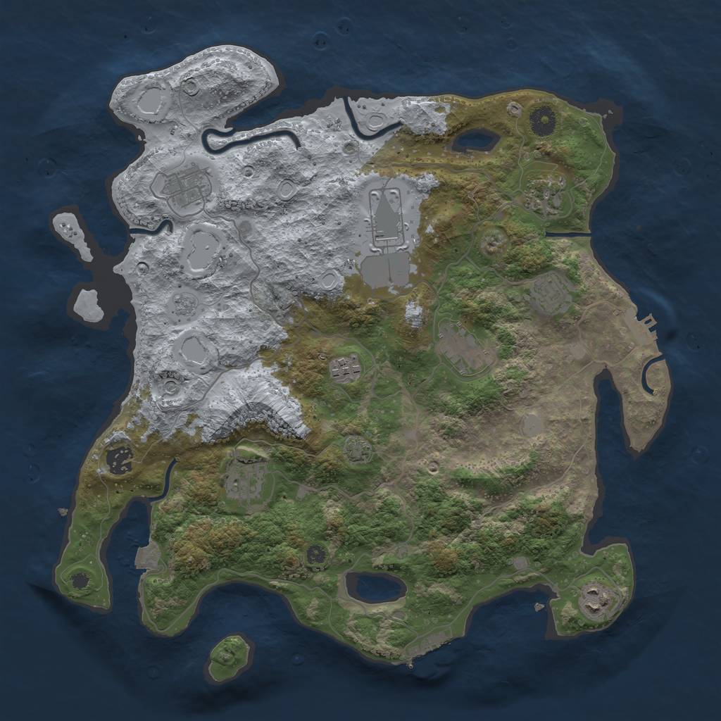 Rust Map: Procedural Map, Size: 3850, Seed: 61907131, 17 Monuments