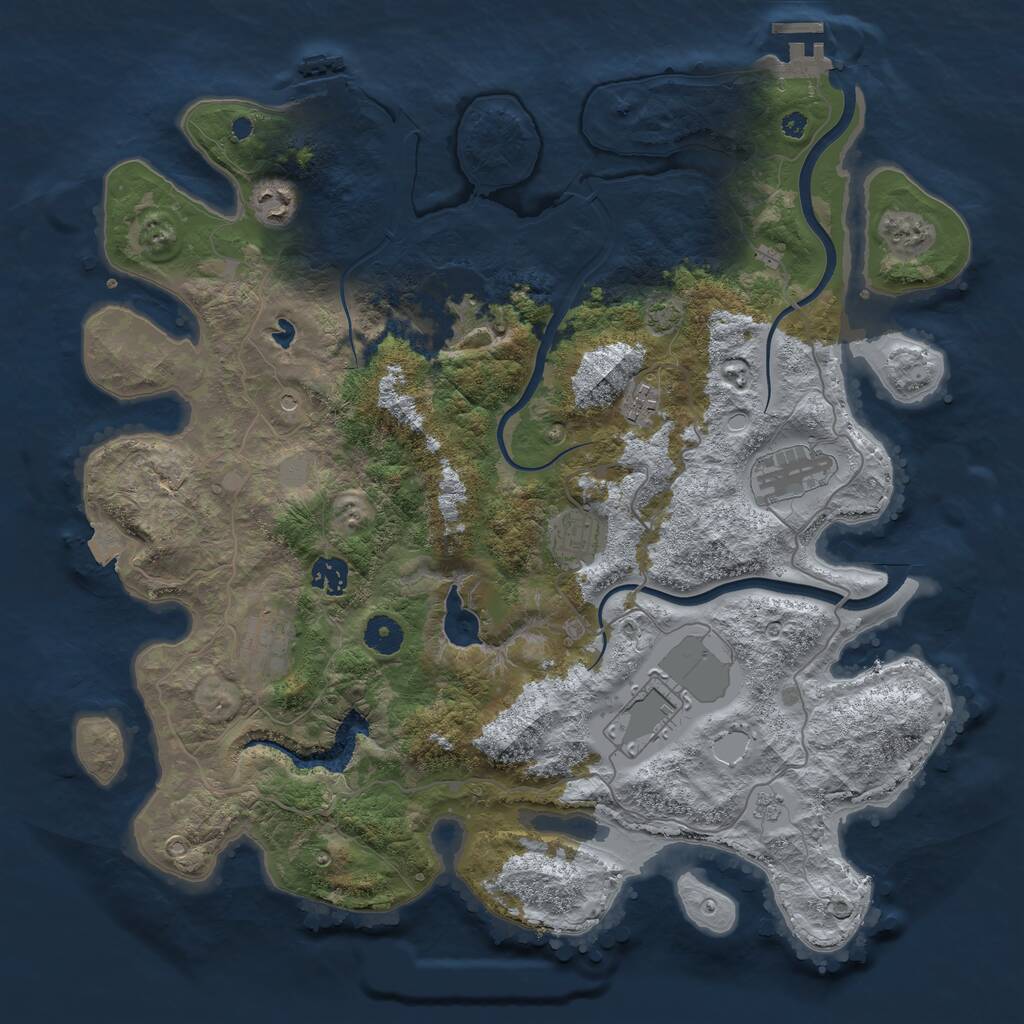 Rust Map: Procedural Map, Size: 4000, Seed: 75498058, 14 Monuments