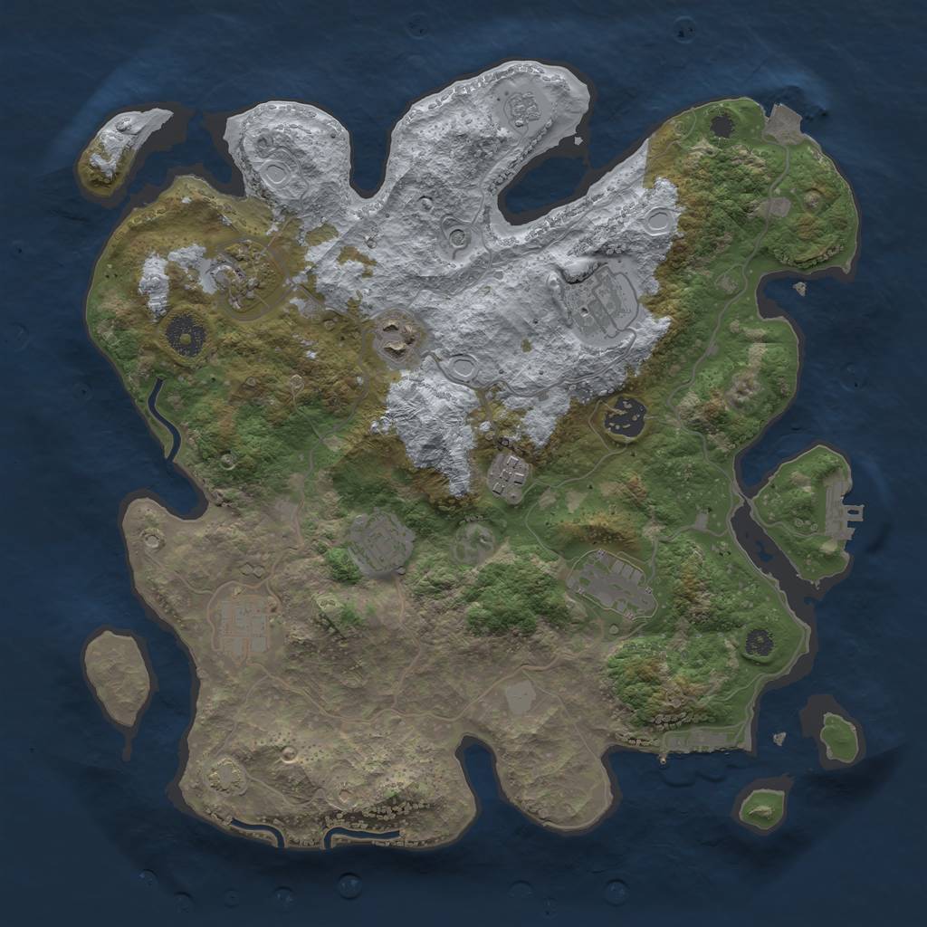 Rust Map: Procedural Map, Size: 3450, Seed: 17314209, 16 Monuments
