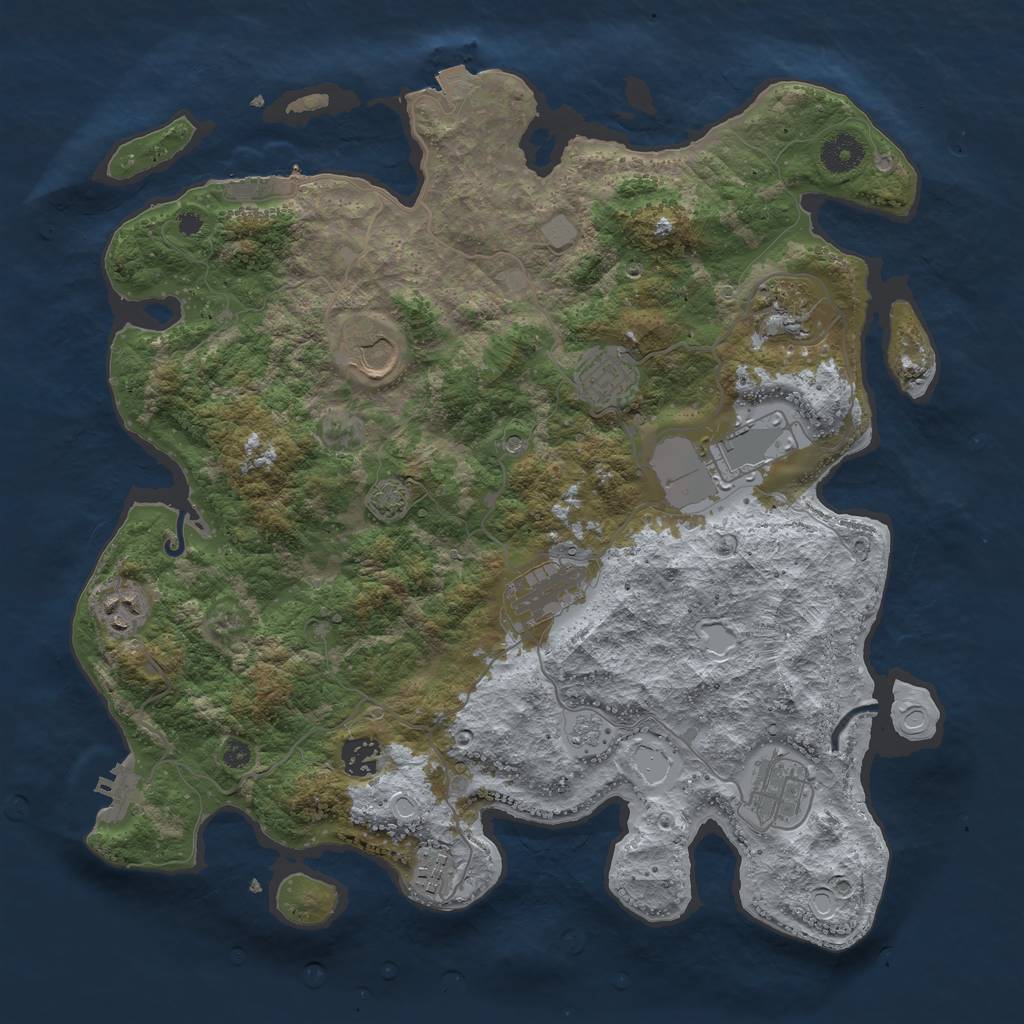 Rust Map: Procedural Map, Size: 3800, Seed: 92675893, 17 Monuments