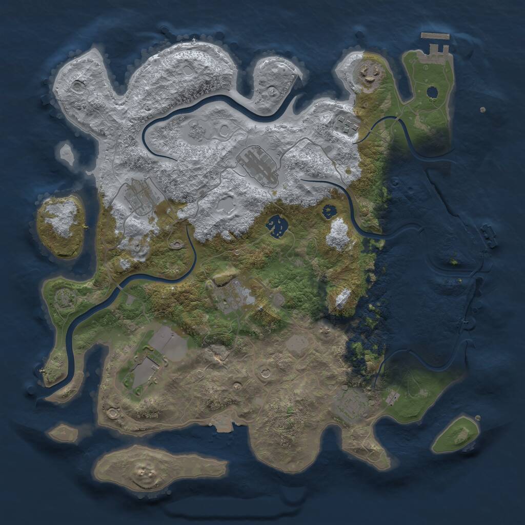 Rust Map: Procedural Map, Size: 3700, Seed: 27048815, 14 Monuments