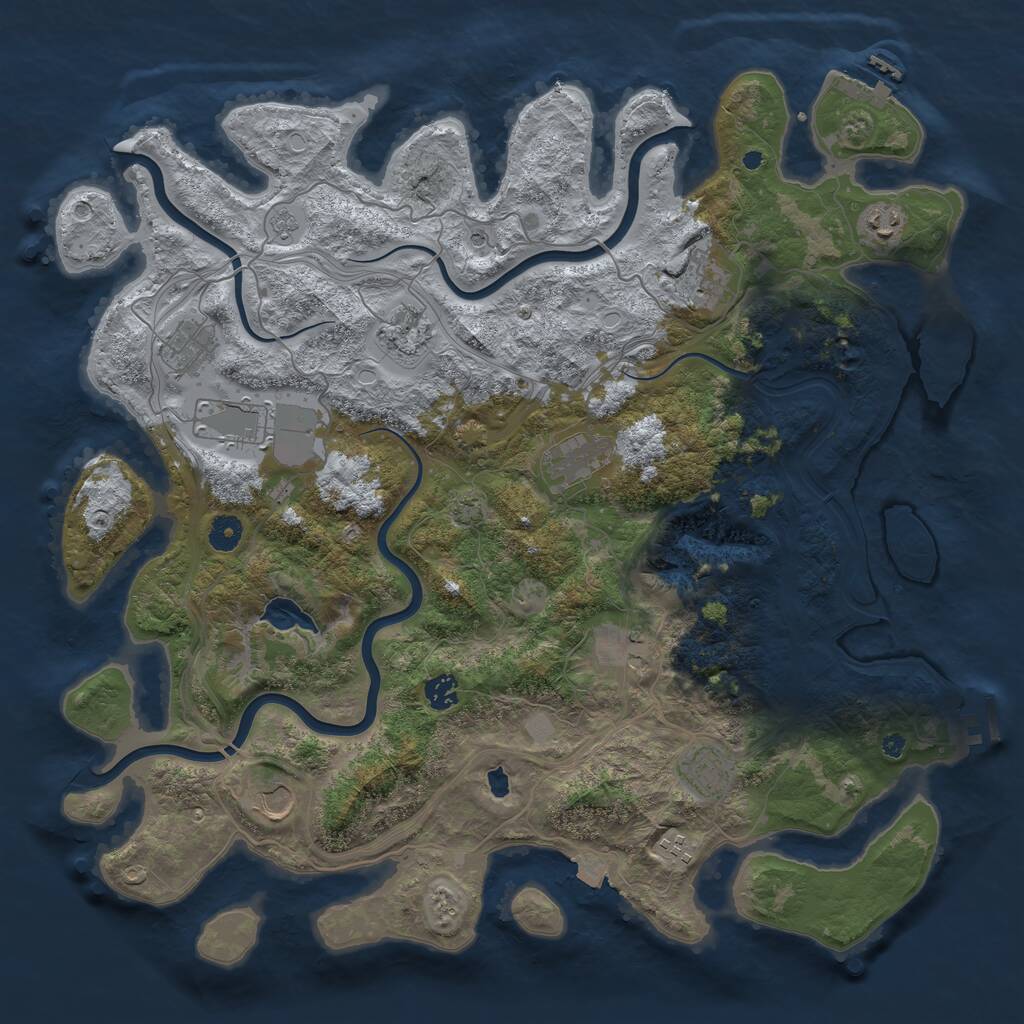 Rust Map: Procedural Map, Size: 4400, Seed: 91424377, 17 Monuments