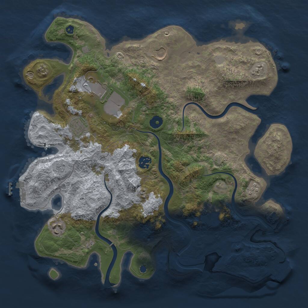 Rust Map: Procedural Map, Size: 3650, Seed: 21757882, 13 Monuments