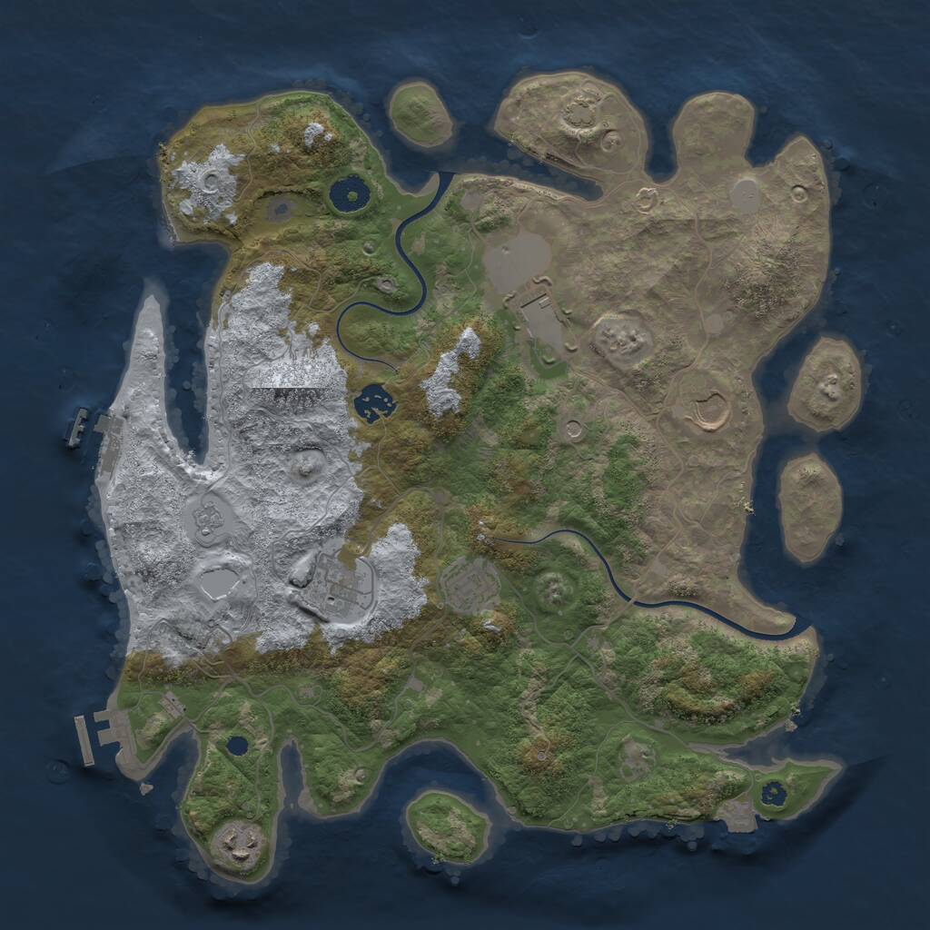 Rust Map: Procedural Map, Size: 3700, Seed: 13942760, 12 Monuments