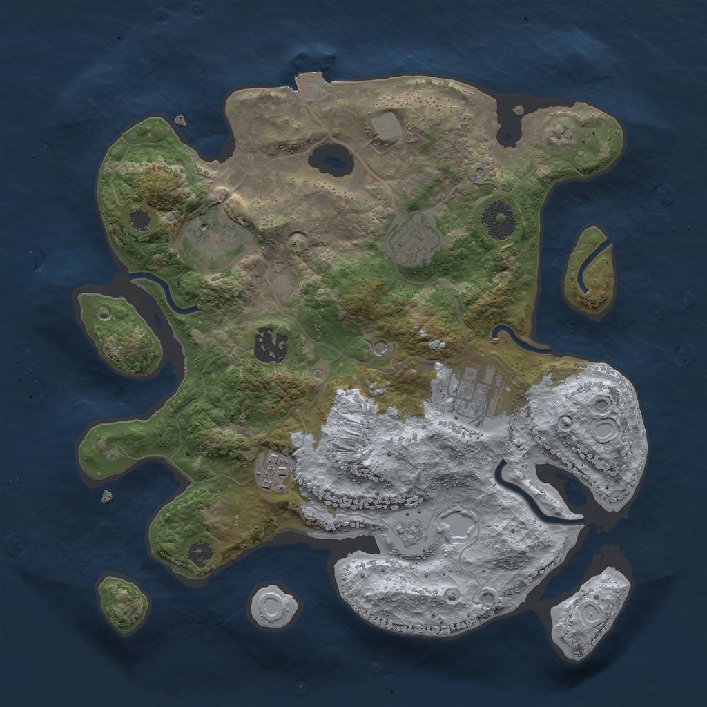 Rust Map: Procedural Map, Size: 3000, Seed: 1647619395, 10 Monuments