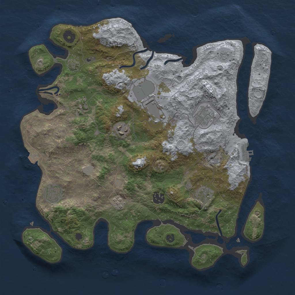 Rust Map: Procedural Map, Size: 3600, Seed: 8268114, 15 Monuments