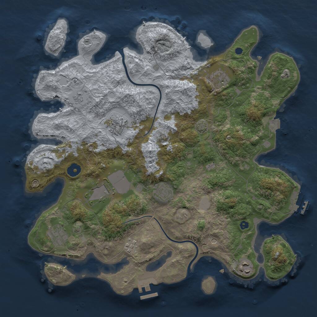 Rust Map: Procedural Map, Size: 3600, Seed: 11902051, 13 Monuments