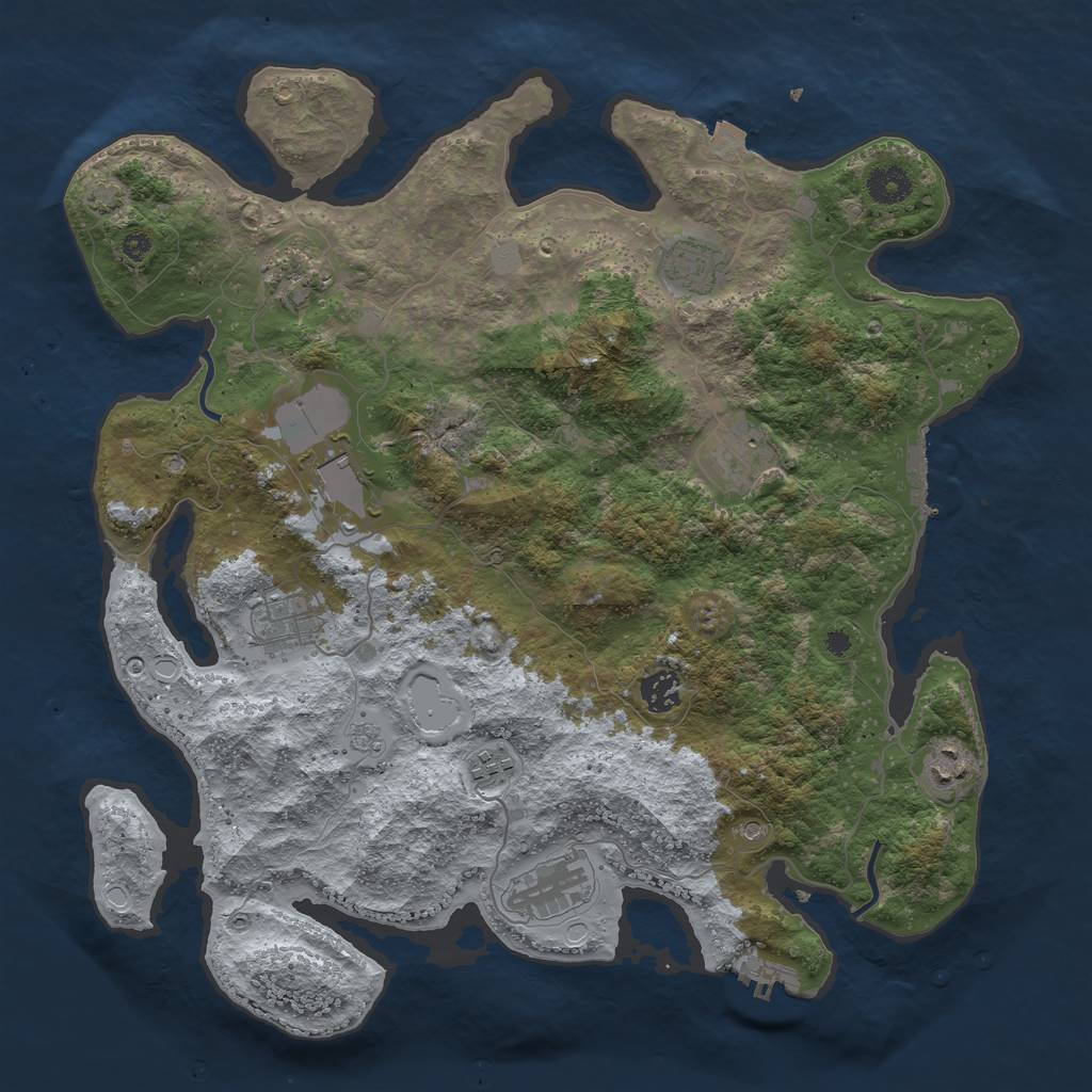 Rust Map: Procedural Map, Size: 3900, Seed: 71418390, 17 Monuments