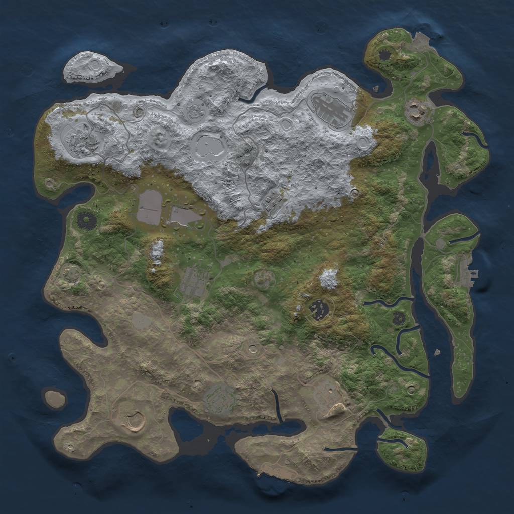 Rust Map: Procedural Map, Size: 3900, Seed: 91593752, 18 Monuments