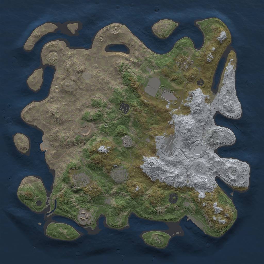 Rust Map: Procedural Map, Size: 3850, Seed: 21440425, 16 Monuments