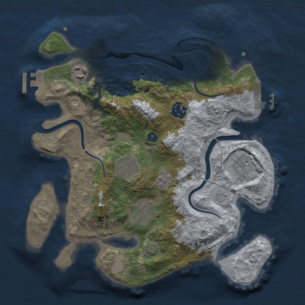 Rust Map: Procedural Map, Size: 3000, Seed: 1272282624, 12 Monuments
