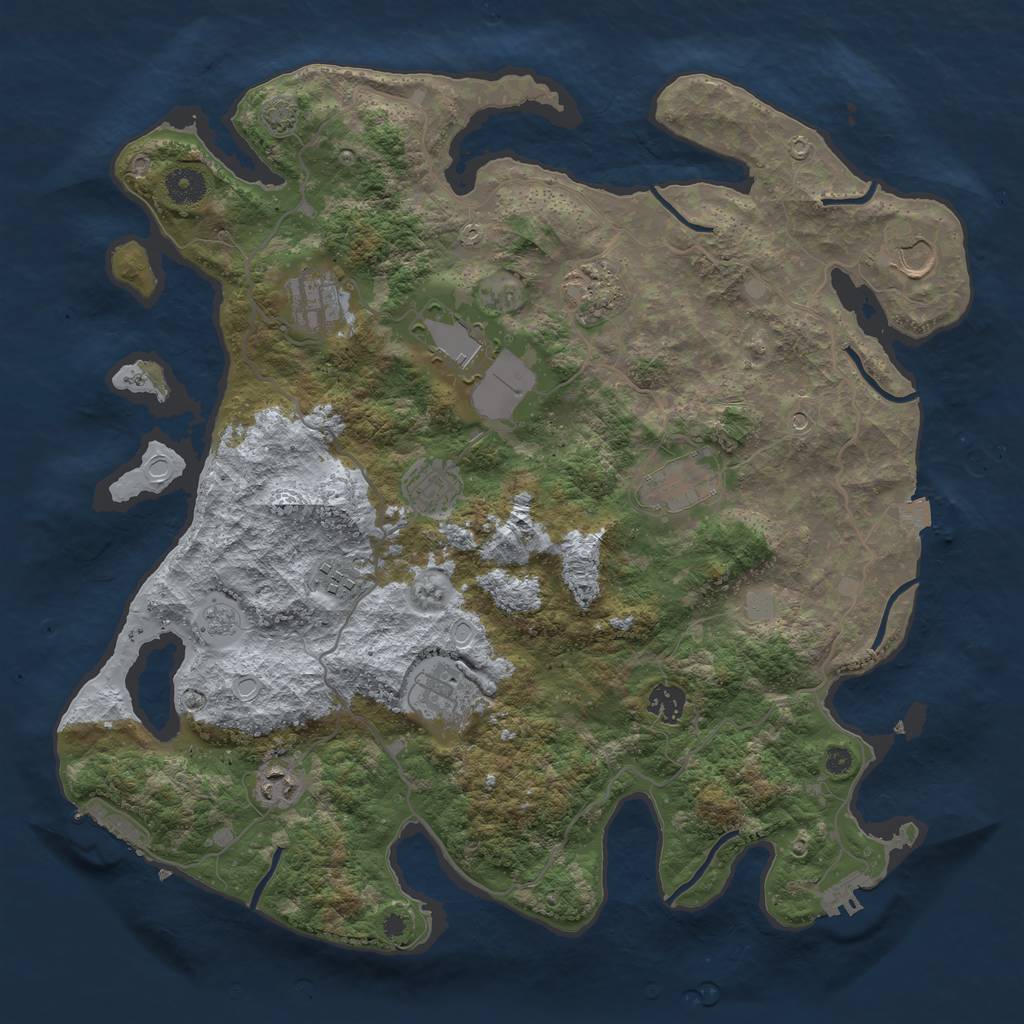 Rust Map: Procedural Map, Size: 4000, Seed: 77246823, 18 Monuments