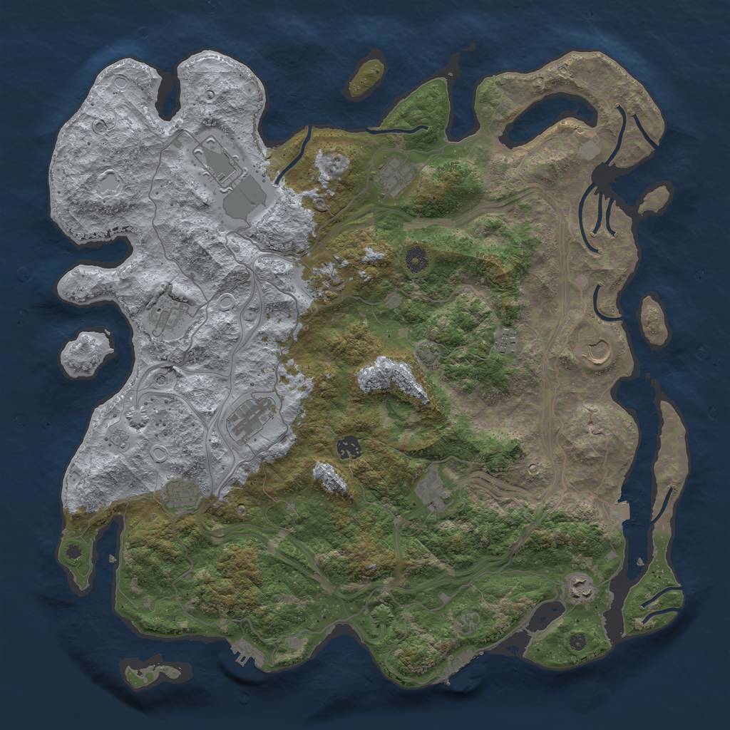 Rust Map: Procedural Map, Size: 4500, Seed: 9292, 19 Monuments