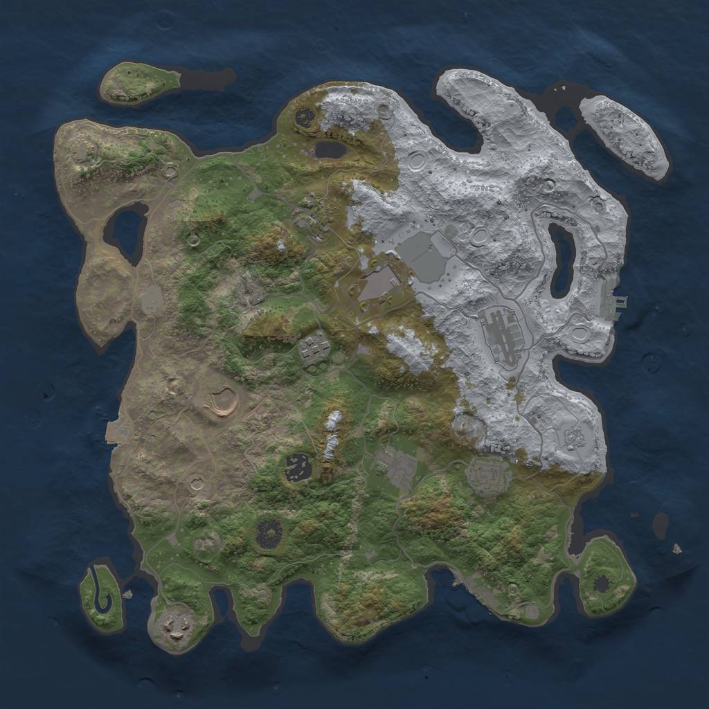 Rust Map: Procedural Map, Size: 3700, Seed: 45033133, 17 Monuments