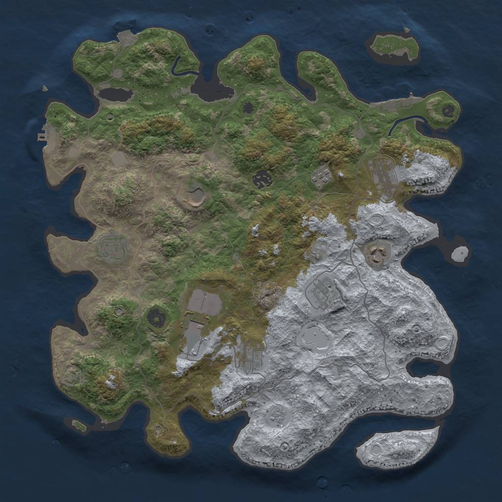 Rust Map: Procedural Map, Size: 4000, Seed: 18696430, 16 Monuments
