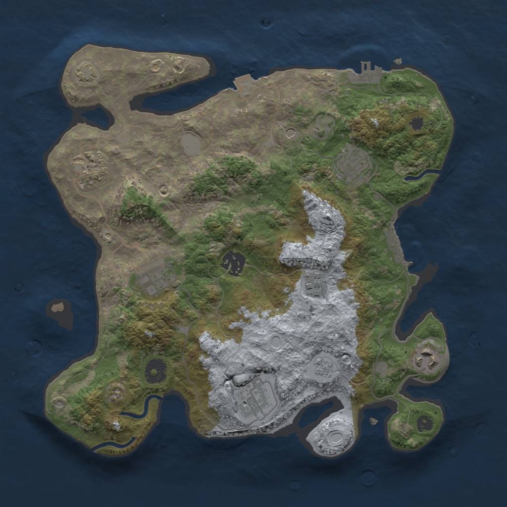 Rust Map: Procedural Map, Size: 3200, Seed: 71, 15 Monuments