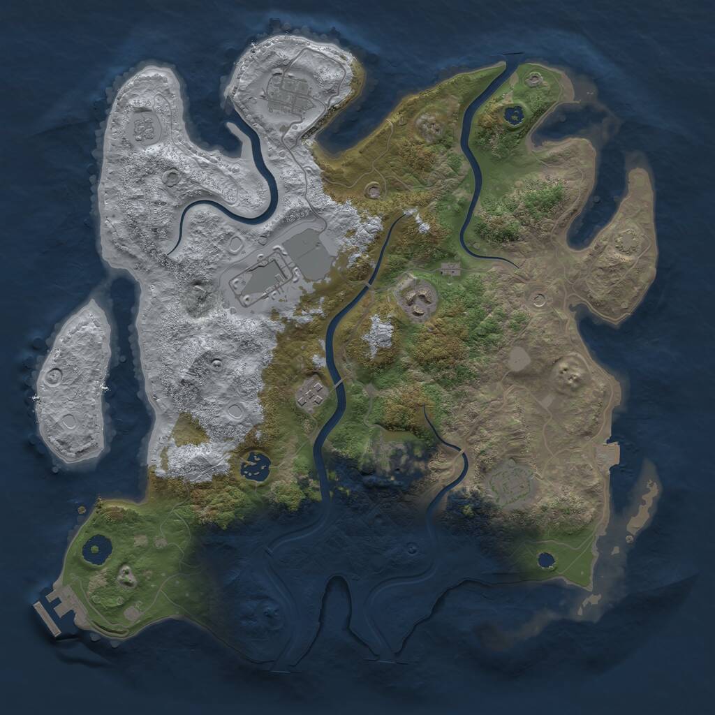 Rust Map: Procedural Map, Size: 3700, Seed: 1066768283, 12 Monuments