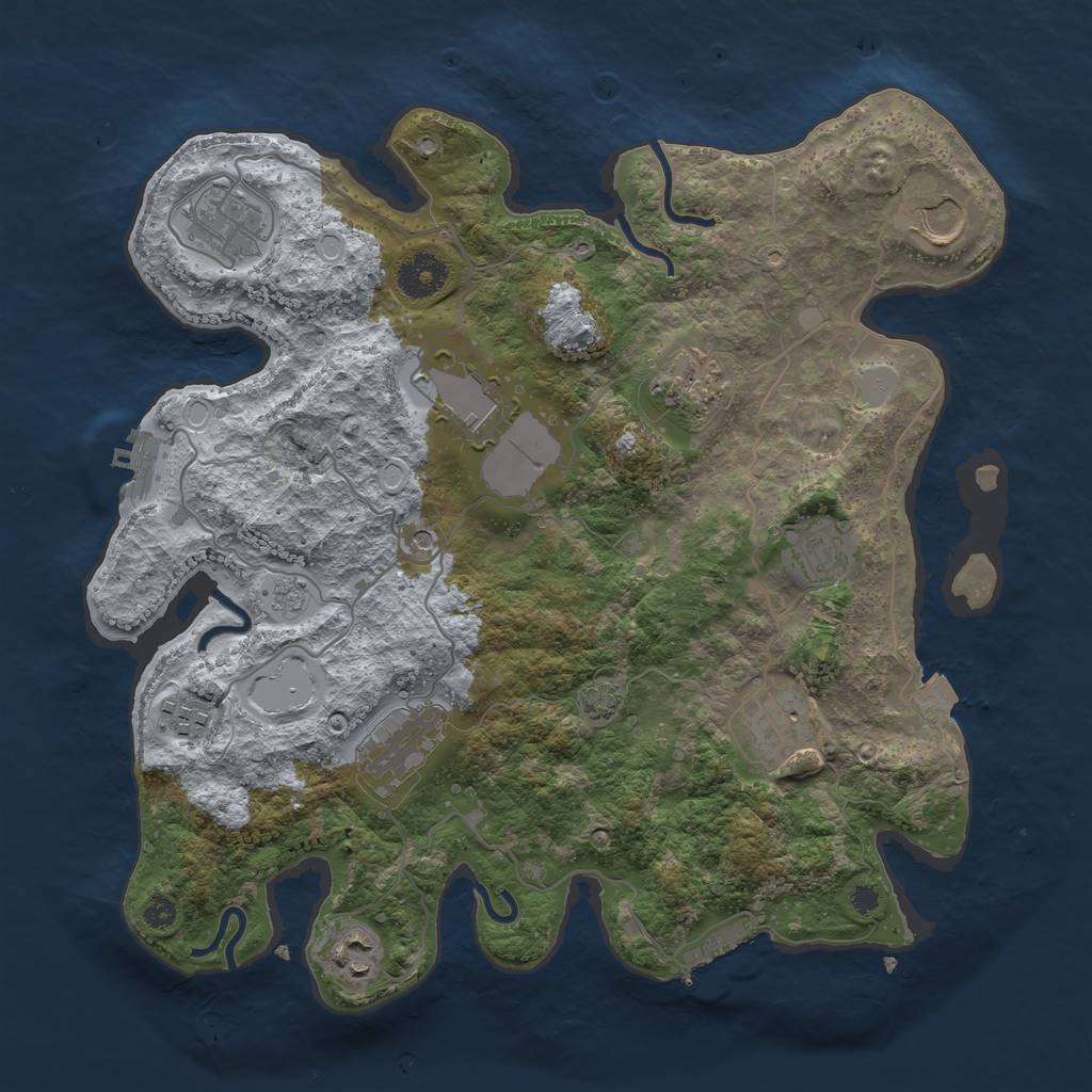 Rust Map: Procedural Map, Size: 3500, Seed: 805638449, 17 Monuments