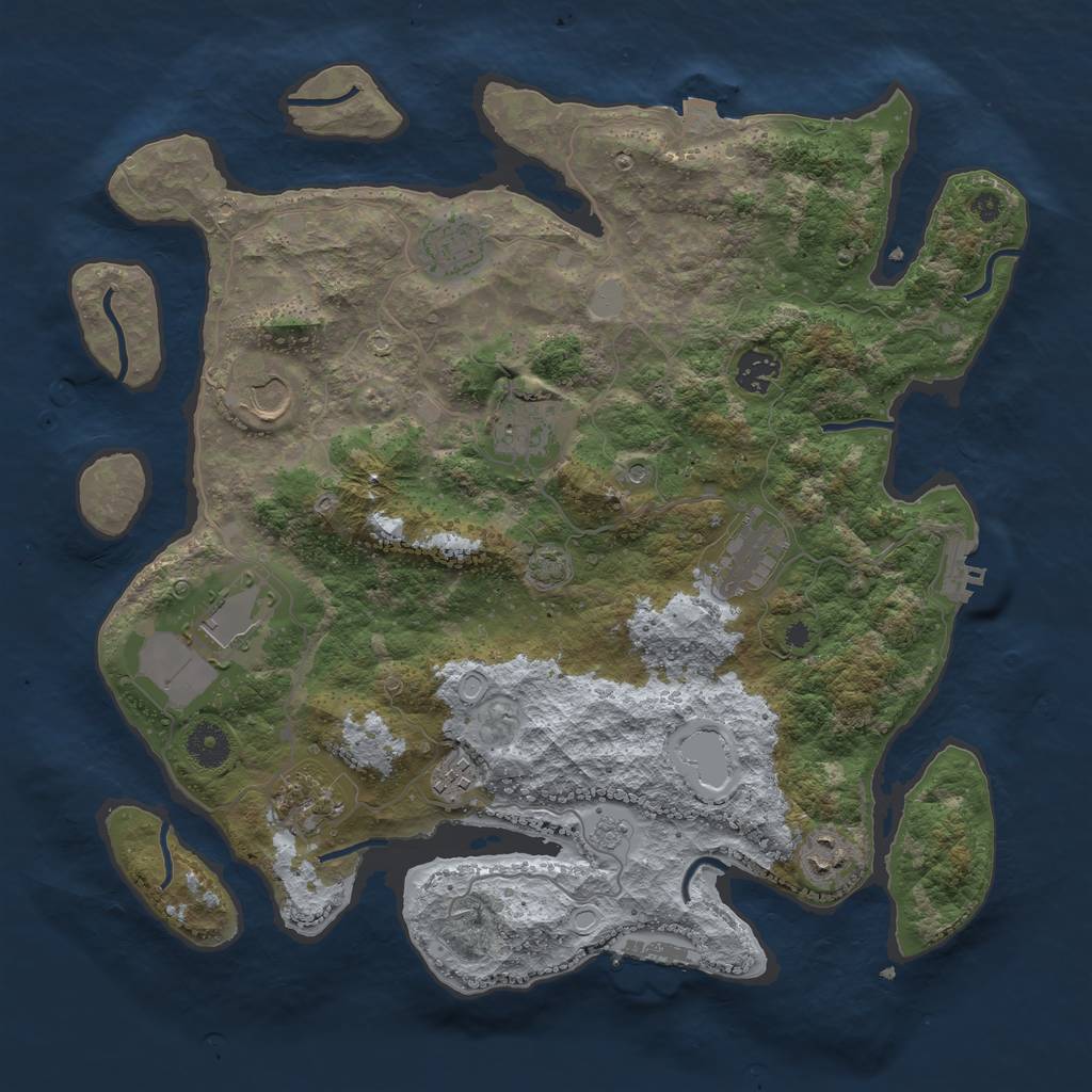 Rust Map: Procedural Map, Size: 3800, Seed: 25921964, 17 Monuments