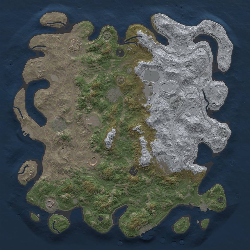 Rust Map: Procedural Map, Size: 4300, Seed: 86130117, 18 Monuments