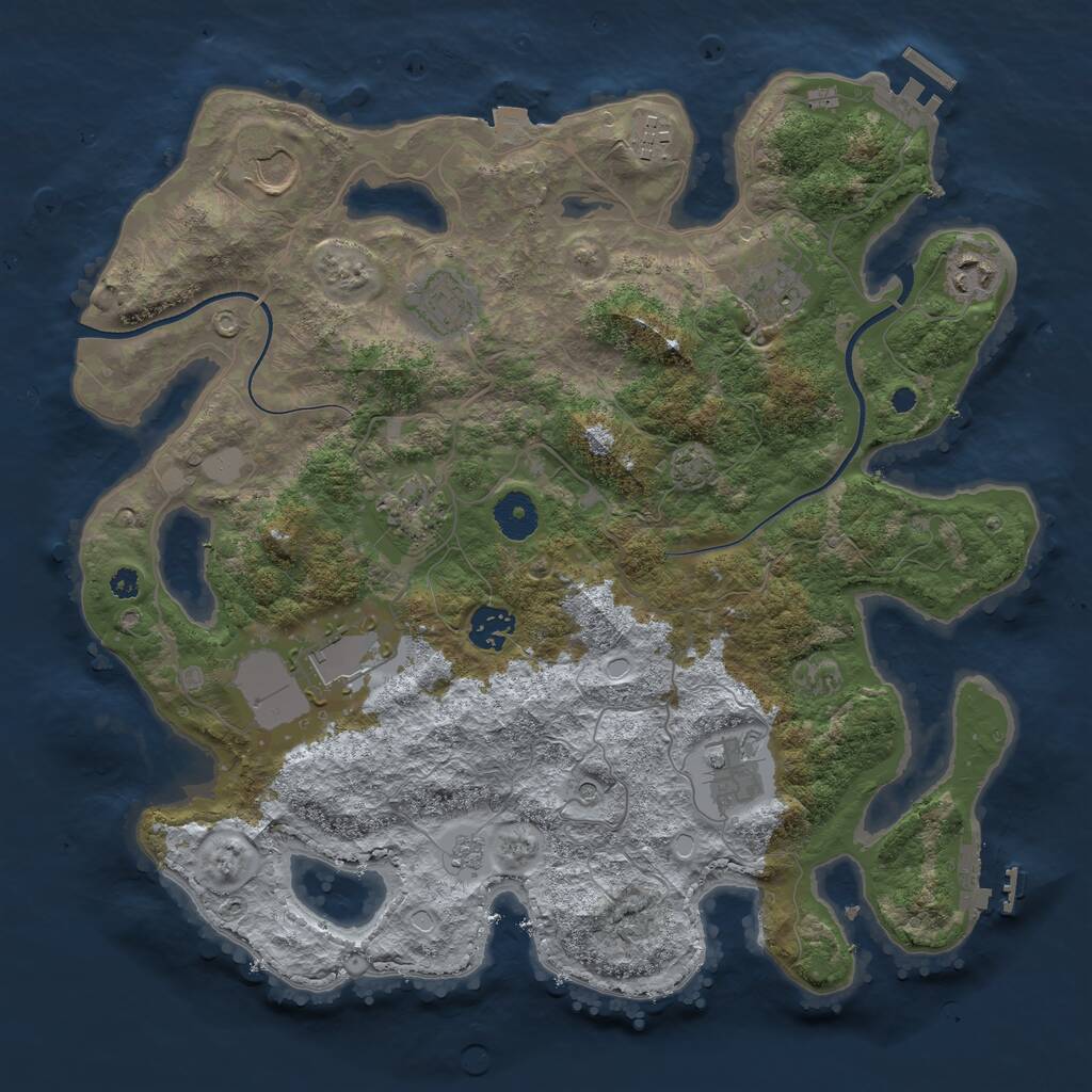 Rust Map: Procedural Map, Size: 3650, Seed: 43395430, 15 Monuments