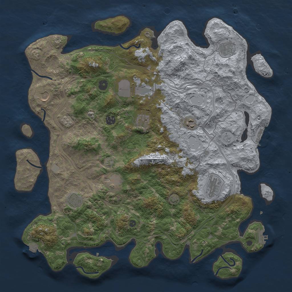 Rust Map: Procedural Map, Size: 4400, Seed: 11608921, 18 Monuments