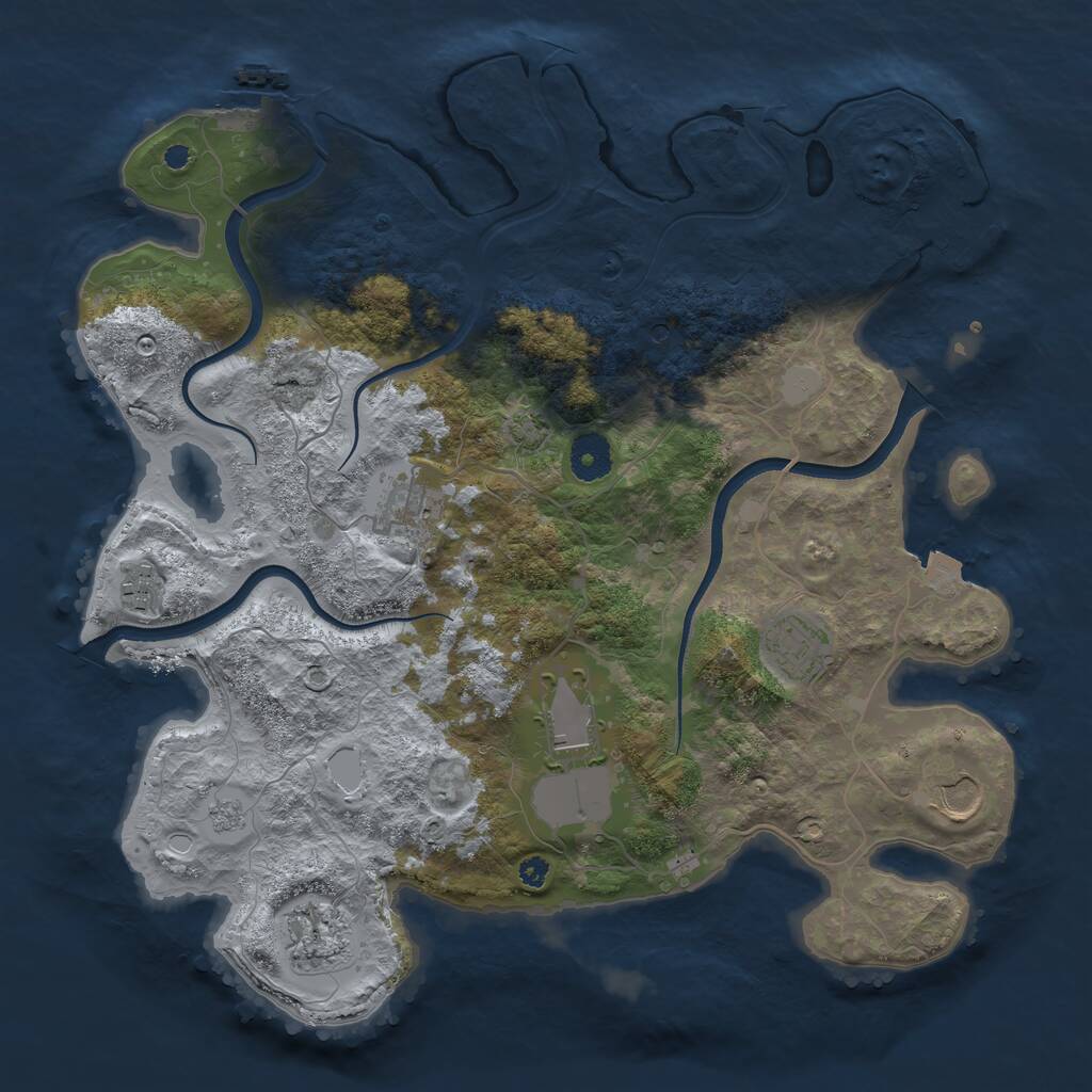 Rust Map: Procedural Map, Size: 3650, Seed: 86473665, 12 Monuments