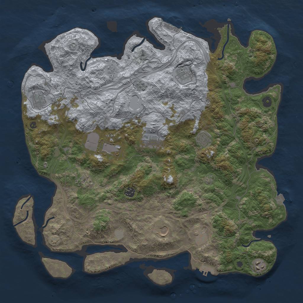 Rust Map: Procedural Map, Size: 4400, Seed: 53751218, 19 Monuments