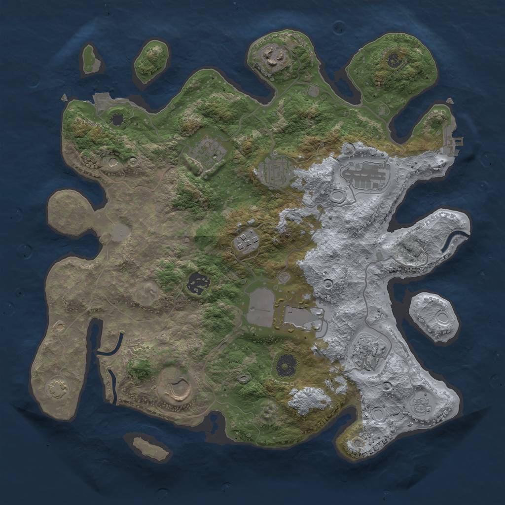 Rust Map: Procedural Map, Size: 3500, Seed: 275657519, 16 Monuments