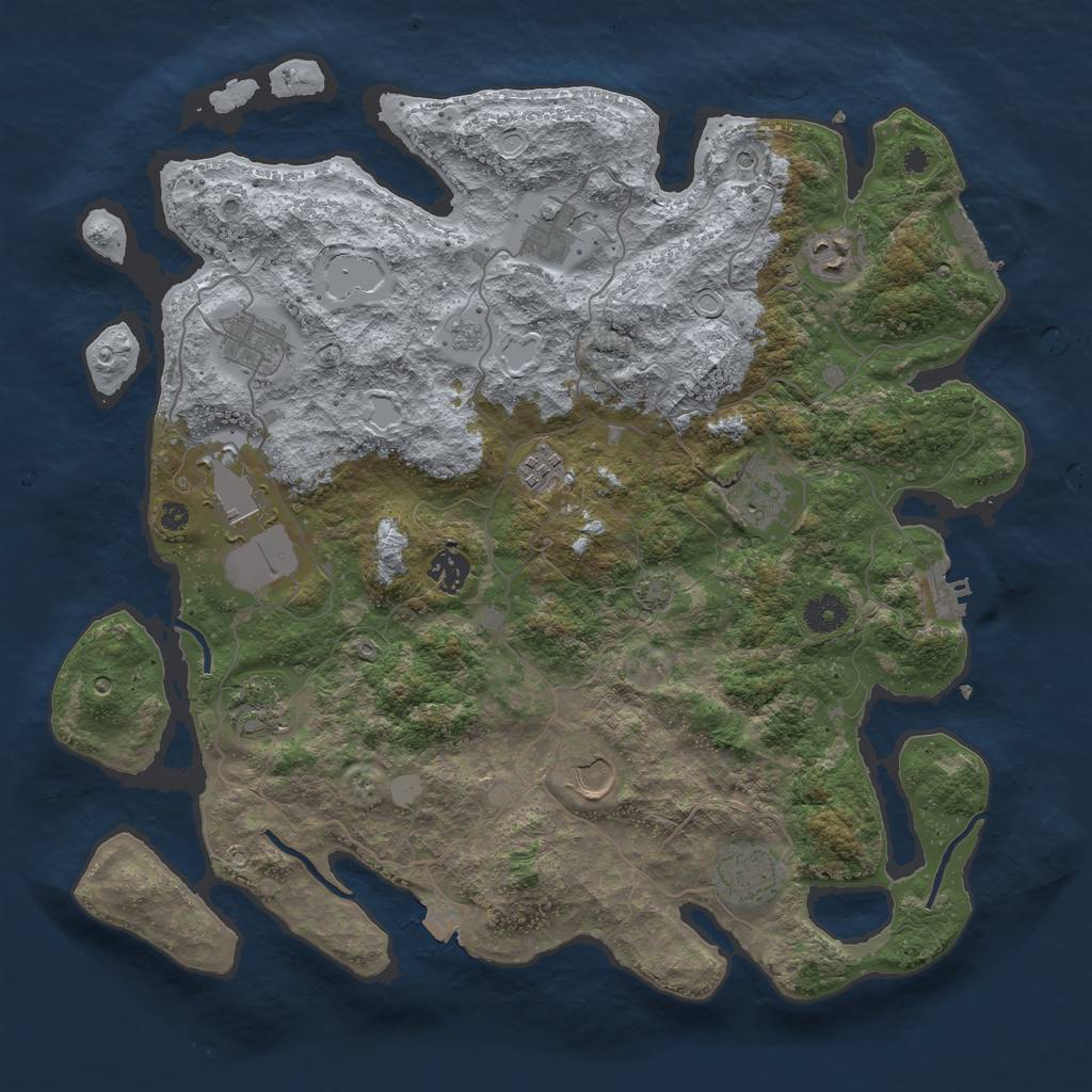 Rust Map: Procedural Map, Size: 3950, Seed: 29855010, 18 Monuments