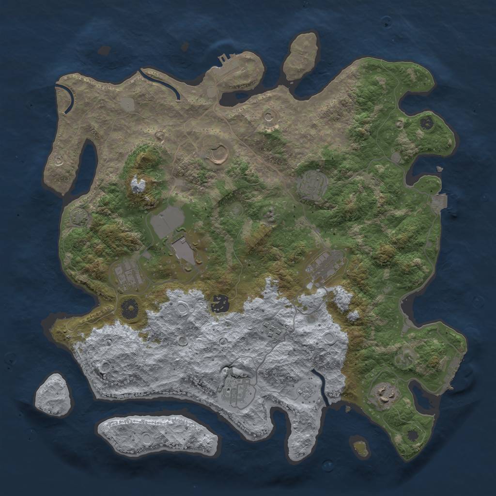 Rust Map: Procedural Map, Size: 3900, Seed: 21313616, 17 Monuments