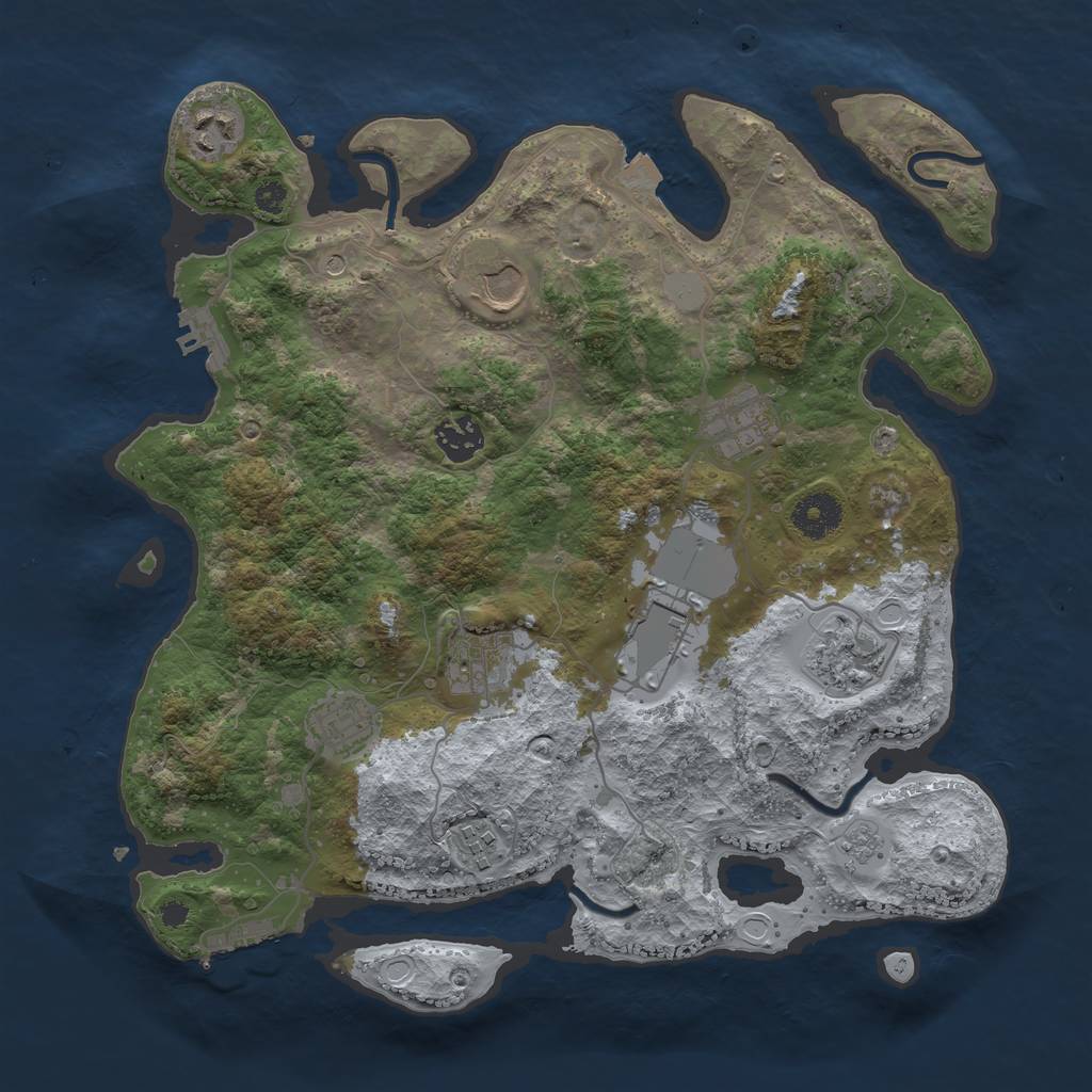 Rust Map: Procedural Map, Size: 3500, Seed: 49644126, 17 Monuments