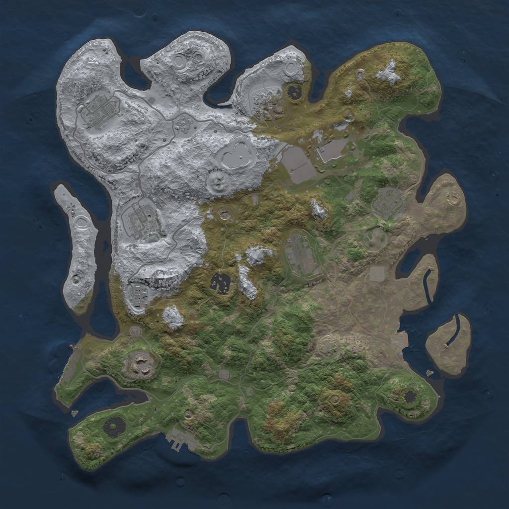 Rust Map: Procedural Map, Size: 3600, Seed: 40761593, 17 Monuments